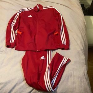 Red Adidas trio 15 full track suit